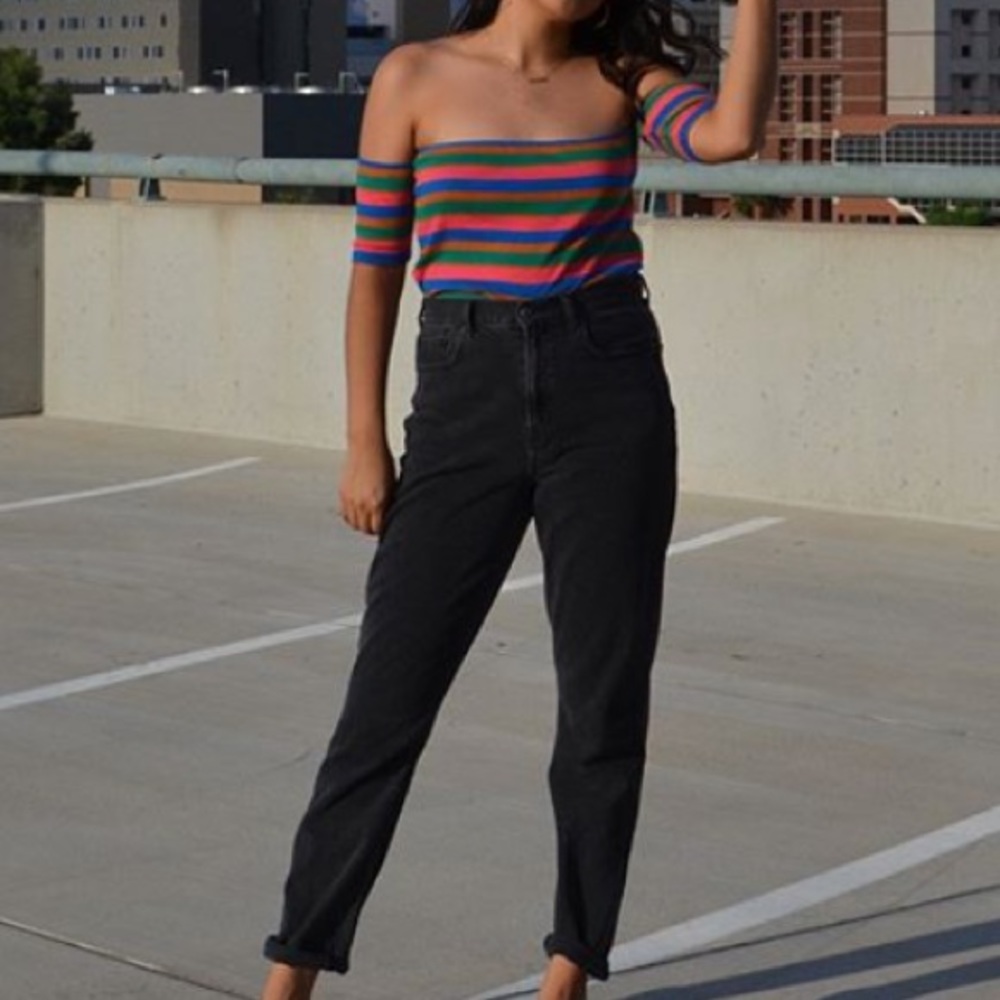 Rainbow off the shoulder top